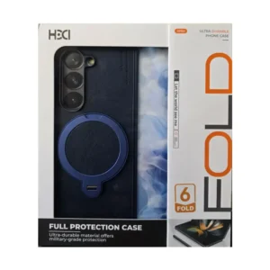 Coque Samsung Galaxy Z Fold 6 en Cuir avec Support Bleu