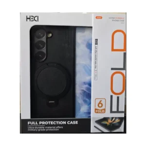 Coque Samsung Galaxy Z Fold 6 en Cuir avec Support Noir