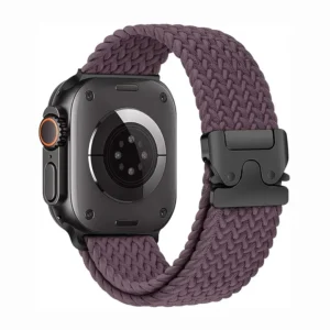 Bracelet Apple Watch Nylon Tressé Réglable Cerise