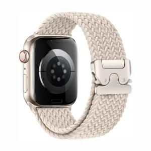 Bracelet Apple Watch Nylon Tressé Réglable Blanc