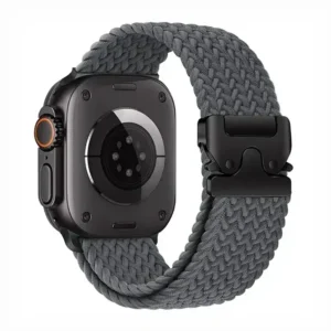 Bracelet Apple Watch Nylon Tressé Réglable Gris
