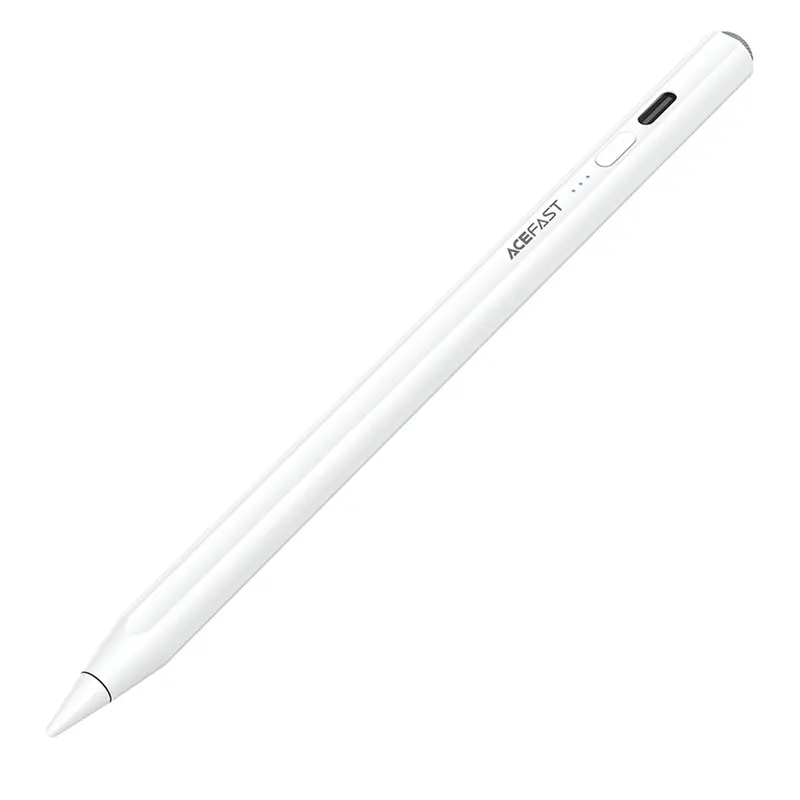 Stylet Acefast V2 blanc pour iPad avec fixation magnétique et recharge USB-C.